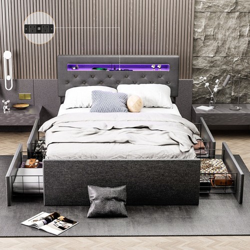 4ft6 double bed frame with - bed,