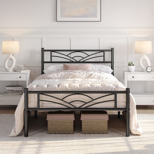 Metal platform bed frame - bed, with