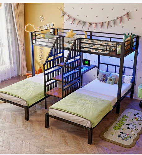 Triple sleeper metal bunk bed - metal,