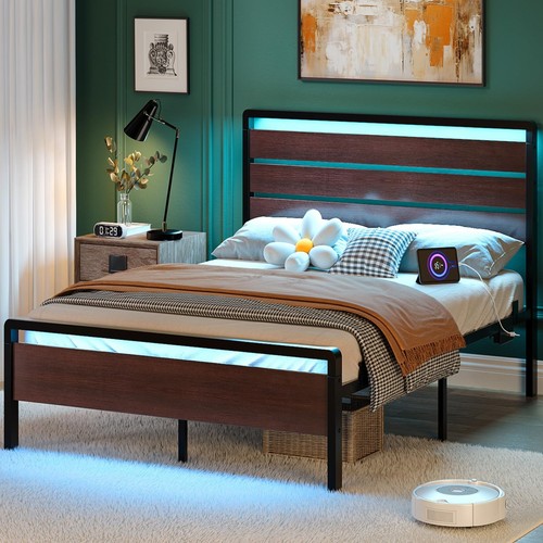 Double platform bed frame - platform, with
