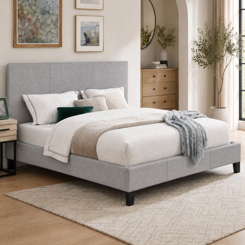 Fabric modern bed frame light - fabric,