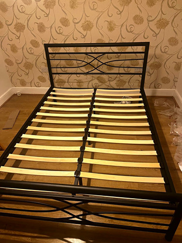 Black metal double bed - black,