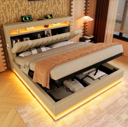 Grey modern double bed - double,