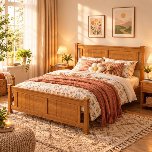 Solid pine wooden double - solid,