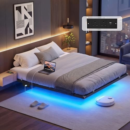 King size floating bed - king,
