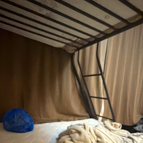 Black metal single bunk - metal, bed