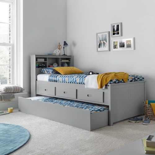 Veera grey wooden bed - wooden,