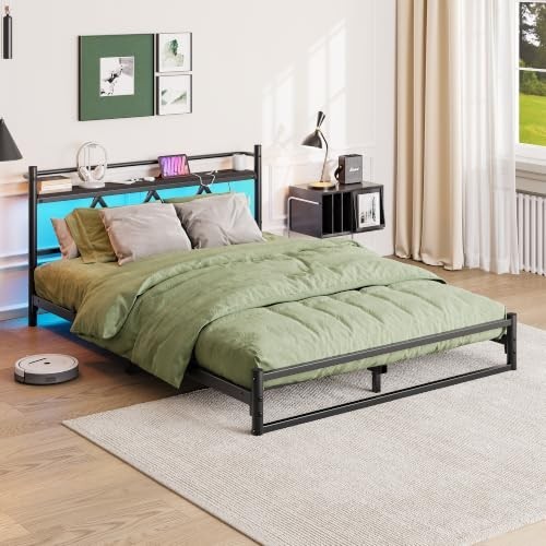 Double bed frame with - with, storage