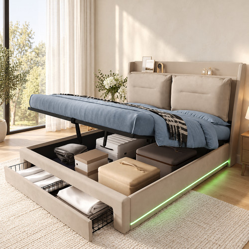 Upholstered double bed - double,