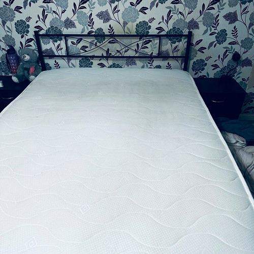 Black metal double bed - double,