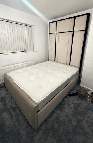 Grey velvet upholstered double - velvet,