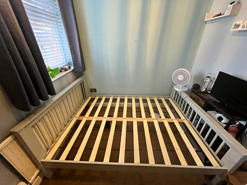 Grey wooden double - grey, bed