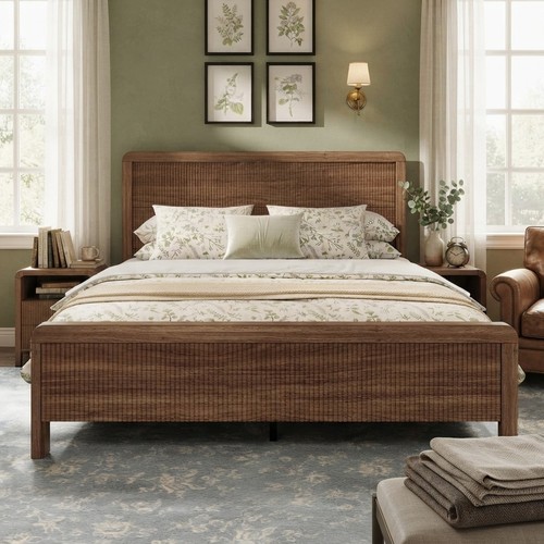 Robust 4ft6 walnut bed - 4ft6,