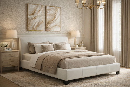 White faux leather 5ft king - faux,