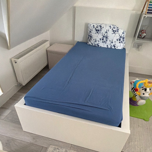 White single wood bed frame - wood,