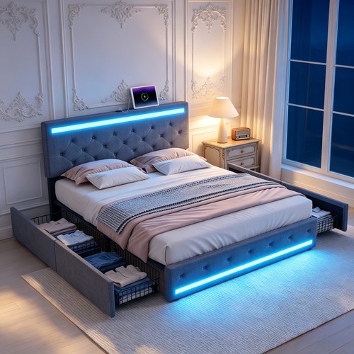 5ft king upholstered bed frame - bed,