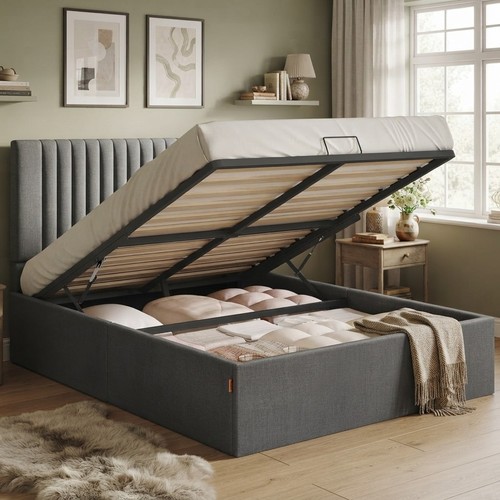 Elegant slate grey ottoman bed - slate,